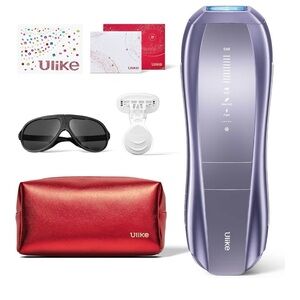 Ulike Purple At-Home IPL Hair Removal Device with Red Travel Pouch